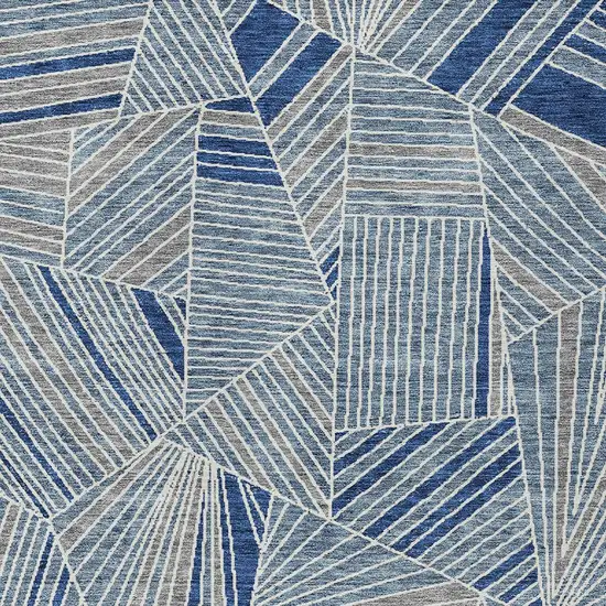 Denim Blue Gray And Ivory Geometric Washable Indoor Outdoor Area Rug Photo 7