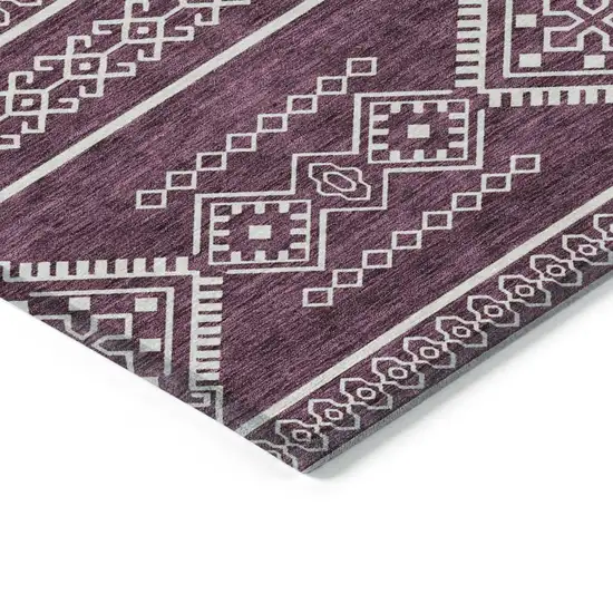 Eggplant And Ivory Southwestern Washable Indoor Outdoor Area Rug Photo 4