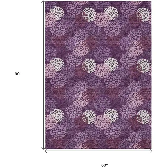 Eggplant Lavender And Ivory Polka Dot Washable Indoor Outdoor Area Rug Photo 3