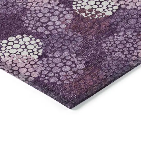 Eggplant Lavender And Ivory Polka Dot Washable Indoor Outdoor Area Rug Photo 5
