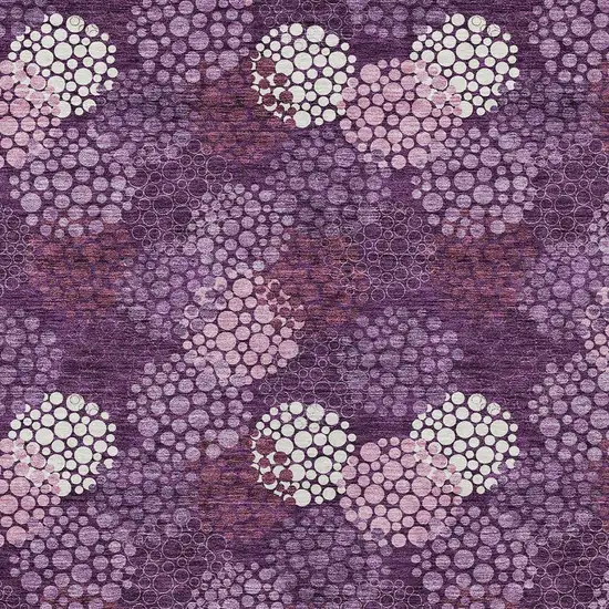 Eggplant Lavender And Ivory Polka Dot Washable Indoor Outdoor Area Rug Photo 6