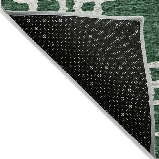 Emerald And Ivory Geometric Washable Indoor Outdoor Area Rug Photo 5
