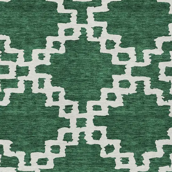 Emerald And Ivory Geometric Washable Indoor Outdoor Area Rug Photo 6
