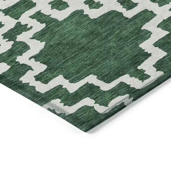 Emerald And Ivory Geometric Washable Indoor Outdoor Area Rug Photo 4