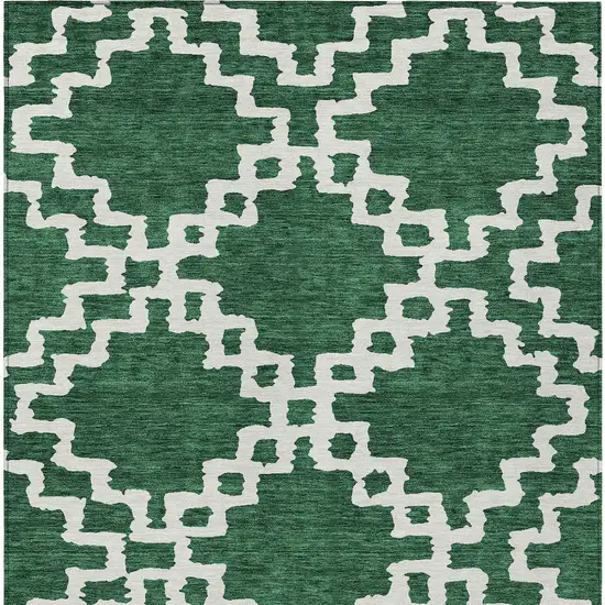 Emerald And Ivory Geometric Washable Indoor Outdoor Area Rug Photo 7