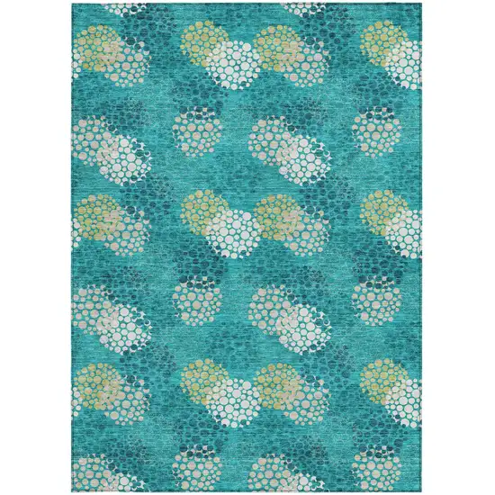 Emerald Gray And Ivory Polka Dot Washable Indoor Outdoor Area Rug Photo 8