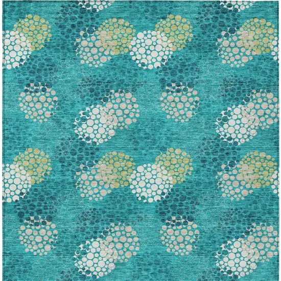 Emerald Gray And Ivory Polka Dot Washable Indoor Outdoor Area Rug Photo 7