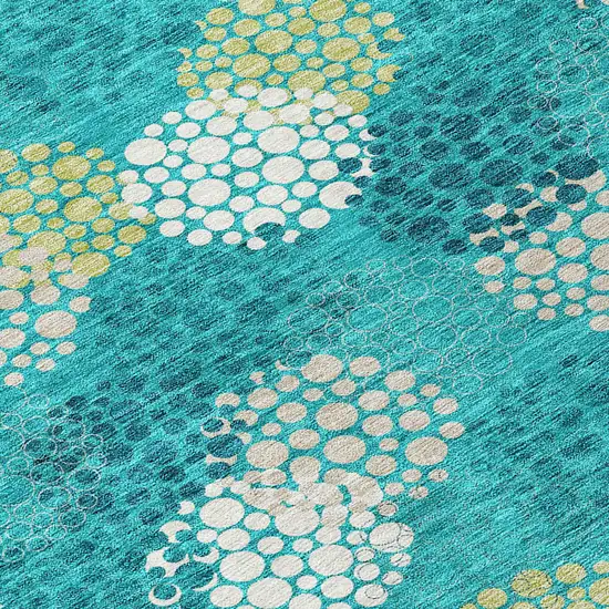 Emerald Gray And Ivory Polka Dot Washable Indoor Outdoor Area Rug Photo 6