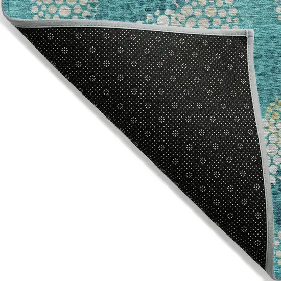 Emerald Gray And Ivory Polka Dot Washable Indoor Outdoor Area Rug Photo 4