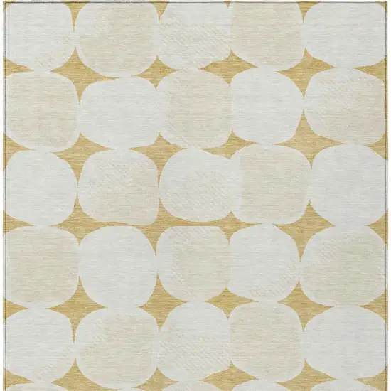 Gold And Beige Abstract Washable Indoor Outdoor Area Rug Photo 7