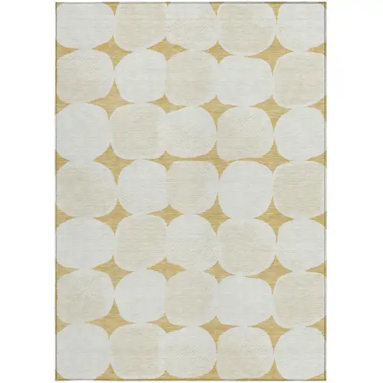 Gold And Beige Abstract Washable Indoor Outdoor Area Rug Photo 8