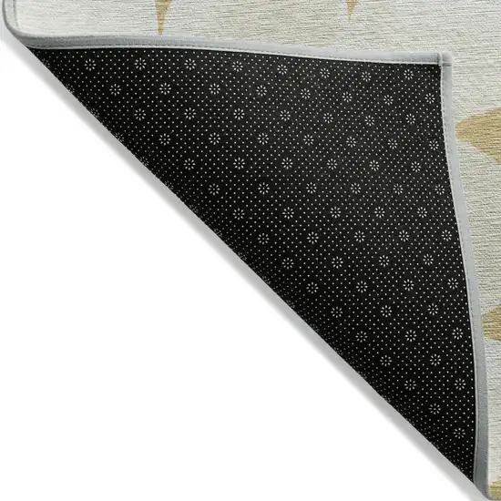 Gold And Beige Abstract Washable Indoor Outdoor Area Rug Photo 5