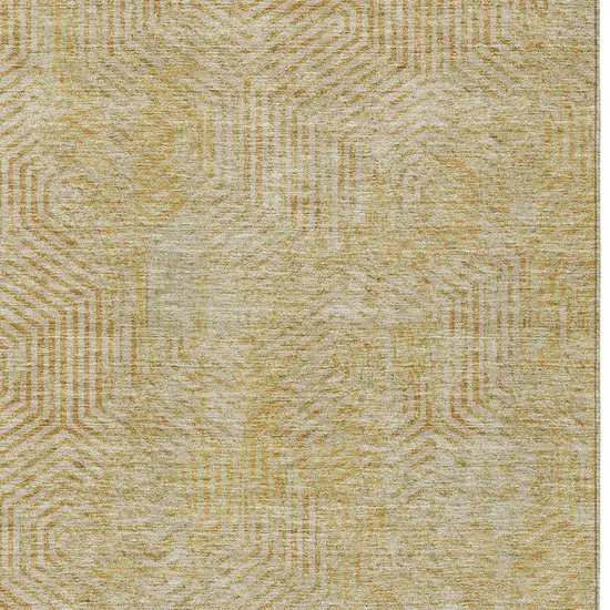 Gold And Beige Geometric Washable Indoor Outdoor Area Rug Photo 7
