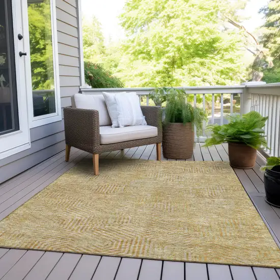 Gold And Beige Geometric Washable Indoor Outdoor Area Rug Photo 9