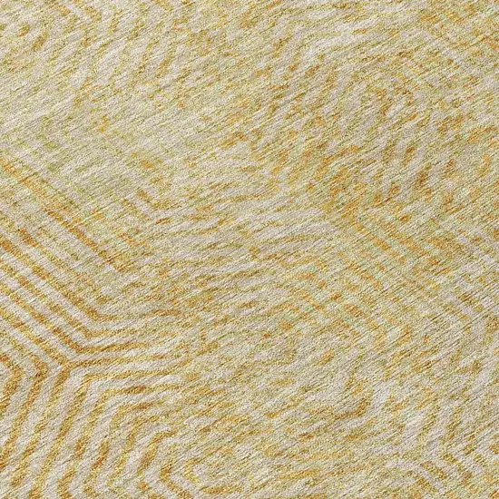 Gold And Beige Geometric Washable Indoor Outdoor Area Rug Photo 5