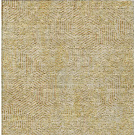 Gold And Beige Geometric Washable Indoor Outdoor Area Rug Photo 7