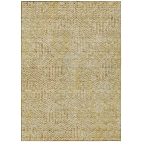Gold And Beige Geometric Washable Indoor Outdoor Area Rug Photo 2