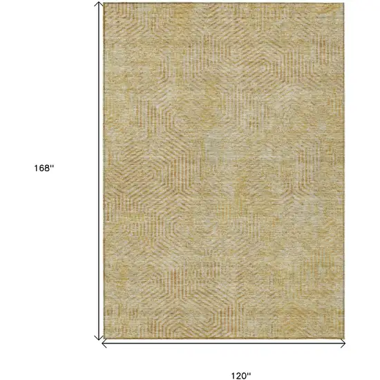 Gold And Beige Geometric Washable Indoor Outdoor Area Rug Photo 8