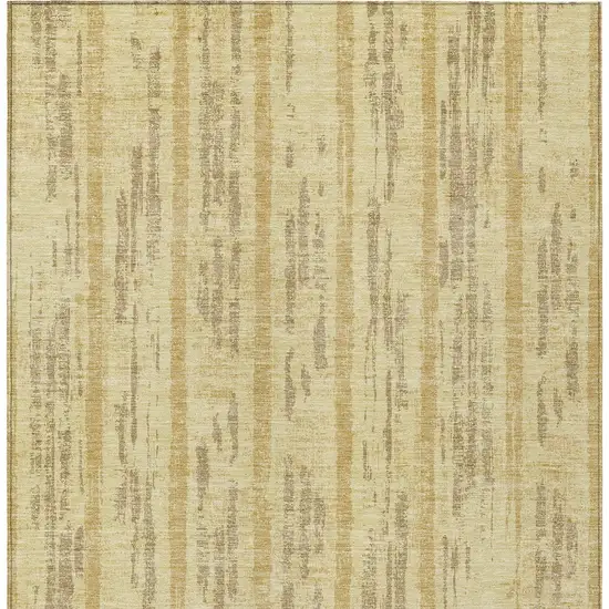 Gold And Brown Striped Washable Indoor Outdoor Area Rug Photo 7