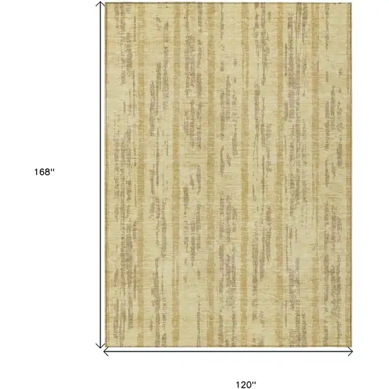 Gold And Brown Striped Washable Indoor Outdoor Area Rug Photo 3