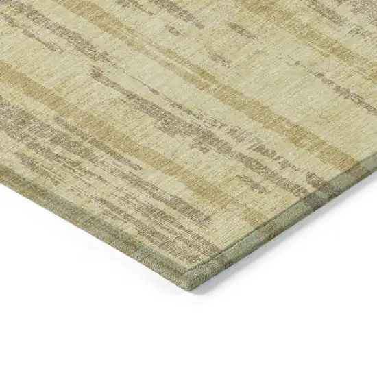 Gold And Brown Striped Washable Indoor Outdoor Area Rug Photo 5