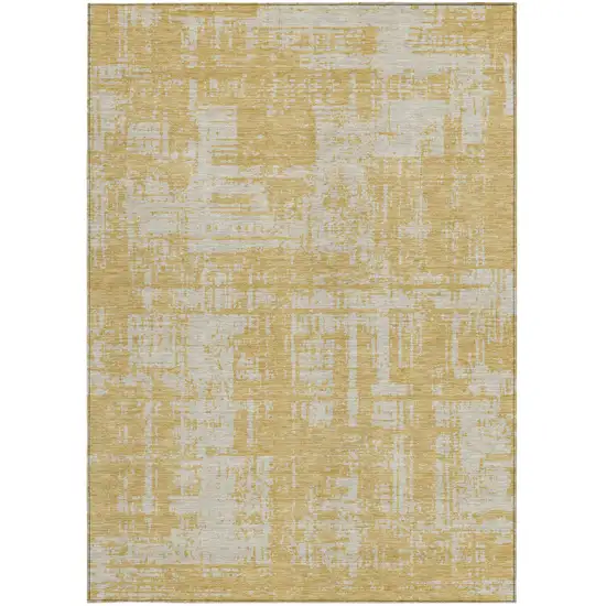 Gold And Gray Abstract Washable Indoor Outdoor Area Rug Photo 6