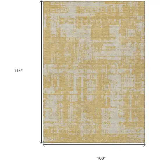 Gold And Gray Abstract Washable Indoor Outdoor Area Rug Photo 3
