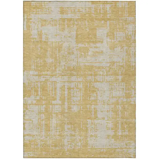 Gold And Gray Abstract Washable Indoor Outdoor Area Rug Photo 2