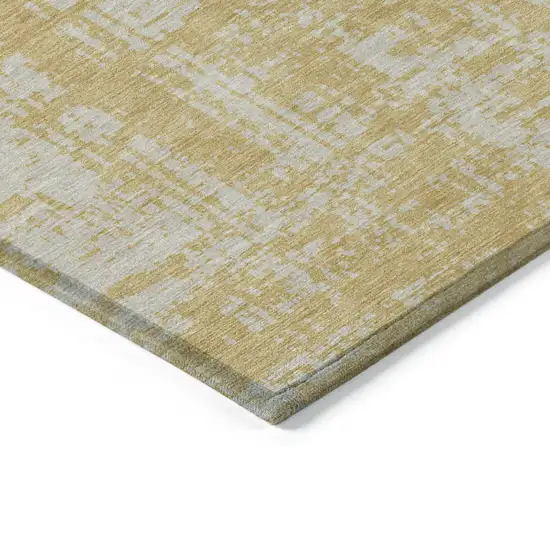 Gold And Gray Abstract Washable Indoor Outdoor Area Rug Photo 4