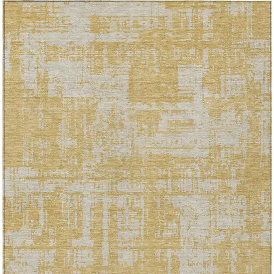 Gold And Gray Abstract Washable Indoor Outdoor Area Rug Photo 6