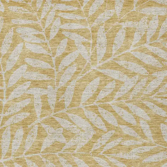 Gold And Gray Floral Washable Indoor Outdoor Area Rug Photo 6