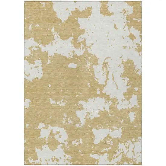 Gold And Ivory Abstract Washable Indoor Outdoor Area Rug Photo 2