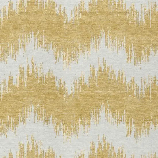 Gold And Ivory Chevron Washable Indoor Outdoor Area Rug Photo 6