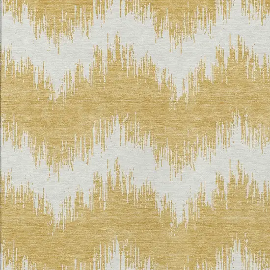 Gold And Ivory Chevron Washable Indoor Outdoor Area Rug Photo 6