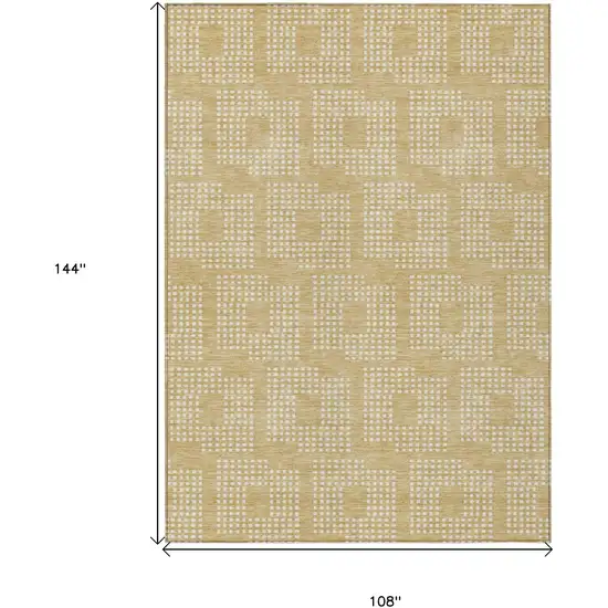 Gold And Ivory Geometric Washable Indoor Outdoor Area Rug Photo 3