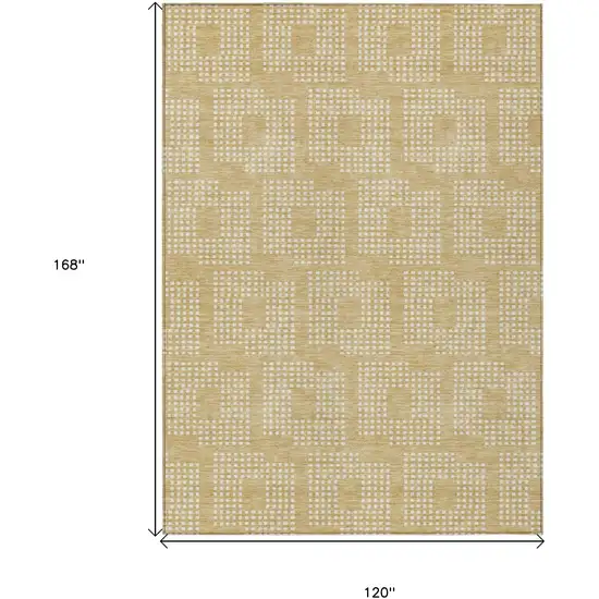 Gold And Ivory Geometric Washable Indoor Outdoor Area Rug Photo 3