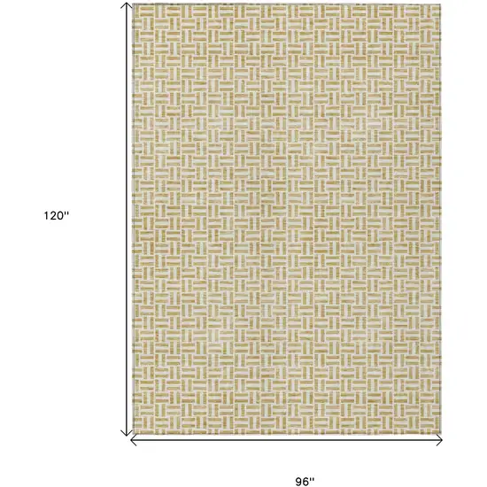 Gold And Ivory Geometric Washable Indoor Outdoor Area Rug Photo 3