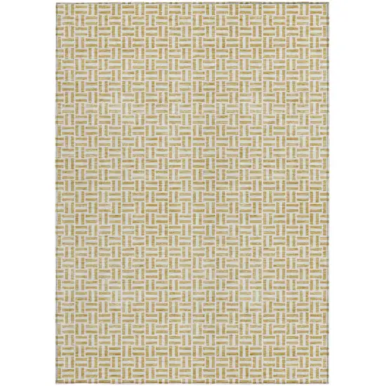 Gold And Ivory Geometric Washable Indoor Outdoor Area Rug Photo 8