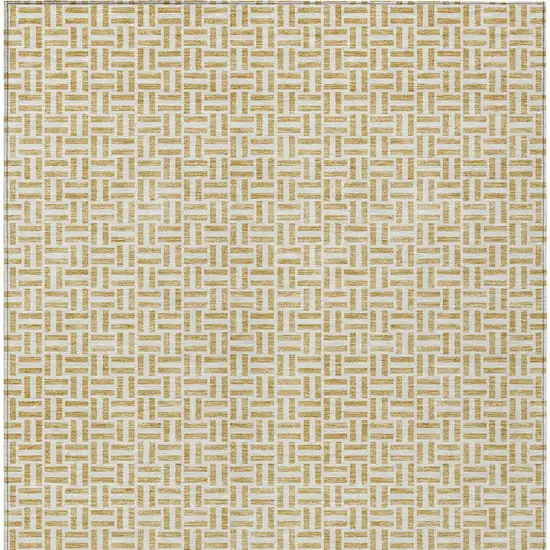 Gold And Ivory Geometric Washable Indoor Outdoor Area Rug Photo 7