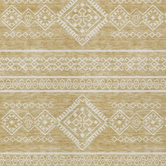 Gold And Ivory Southwestern Washable Indoor Outdoor Area Rug Photo 5