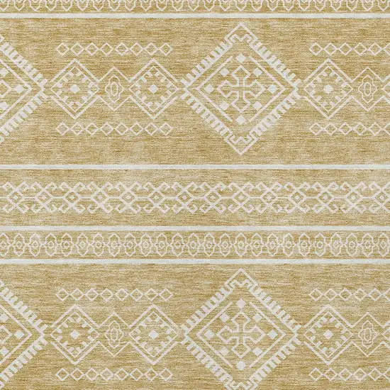 Gold And Ivory Southwestern Washable Indoor Outdoor Area Rug Photo 5