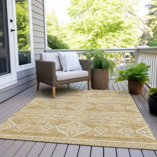Gold And Ivory Southwestern Washable Indoor Outdoor Area Rug Photo 8