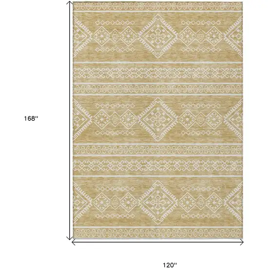 Gold And Ivory Southwestern Washable Indoor Outdoor Area Rug Photo 3