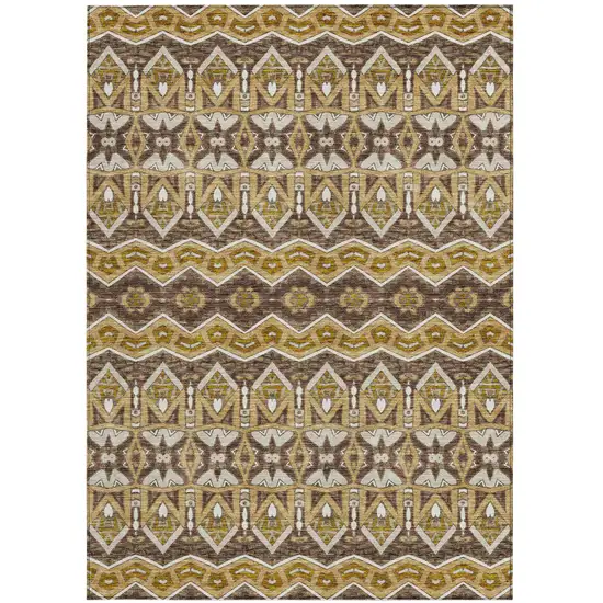 Gold Brown And Beige Moroccan Washable Indoor Outdoor Area Rug Photo 7