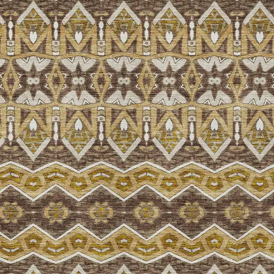 Gold Brown And Beige Moroccan Washable Indoor Outdoor Area Rug Photo 7