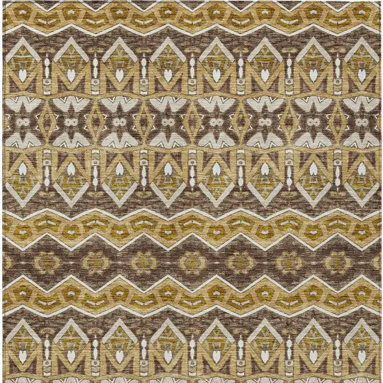 Gold Brown And Beige Moroccan Washable Indoor Outdoor Area Rug Photo 8