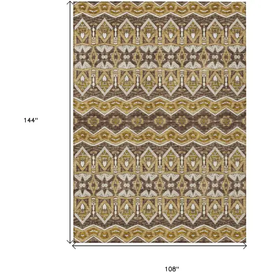Gold Brown And Beige Moroccan Washable Indoor Outdoor Area Rug Photo 3