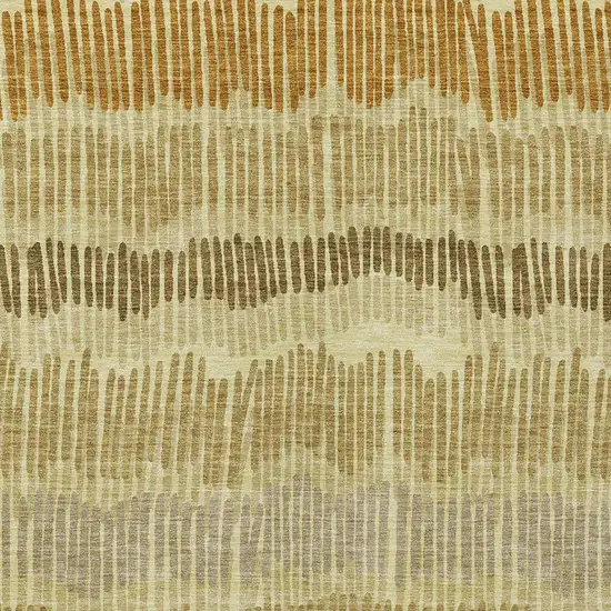 Gold Brown And Gray Striped Washable Indoor Outdoor Area Rug Photo 7