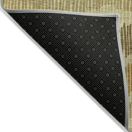 Gold Brown And Gray Striped Washable Indoor Outdoor Area Rug Photo 4