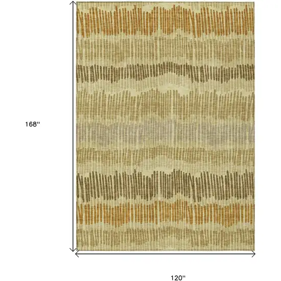 Gold Brown And Gray Striped Washable Indoor Outdoor Area Rug Photo 3